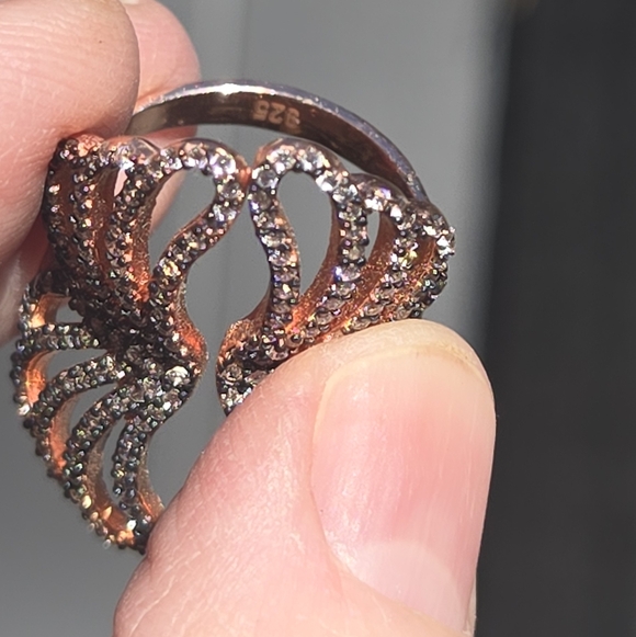 Topaz Sterling & Gold Wing Ring Sz8 - Picture 8 of 8